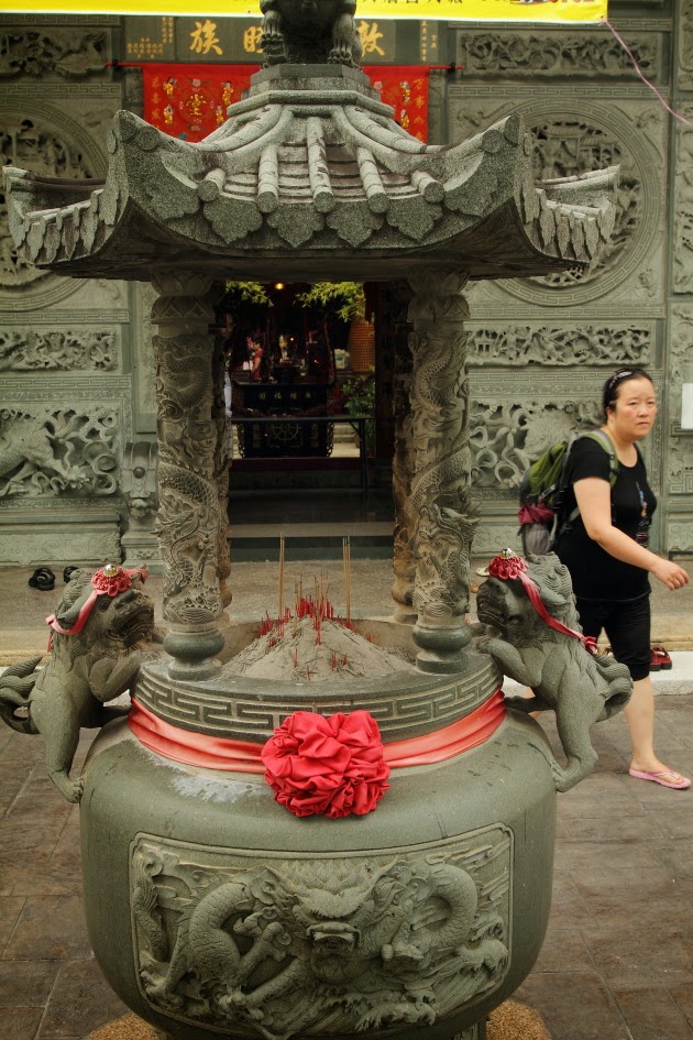 At the entrance of the Chinese temple in Georgetown, Penang, Malaysia