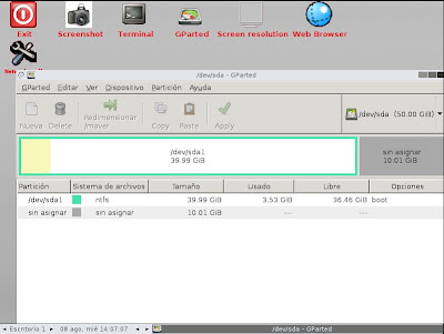Extender tamaño partición sistema W2003 NTFS con GParted en VMware ESXi
