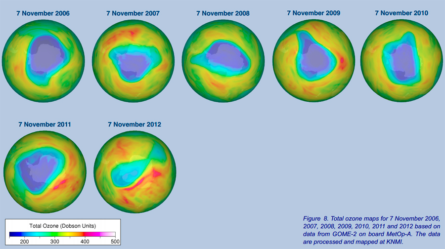 En 2012 disminuyó de forma considerable el agujero de la capa de ozono