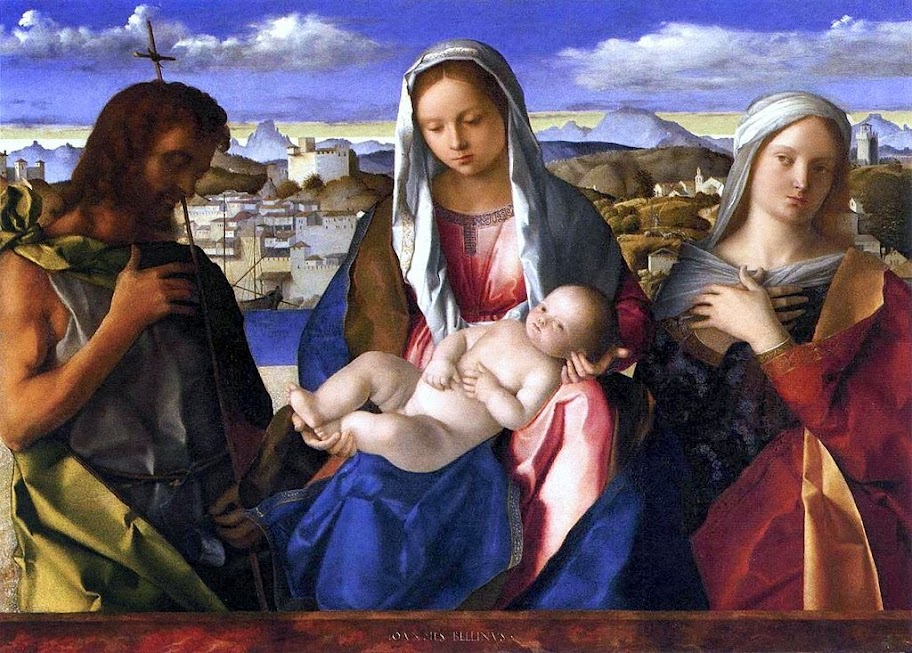 Giovanni Bellini - Madonna and Child with St John the Baptist and a Saint