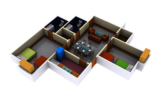 3d view of flat