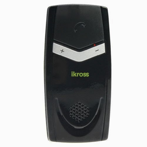  iKross Solar-Powered Wireless Bluetooth Speaker Phone Handsfree Visor Car kit - Black **Auto Power On Feature**