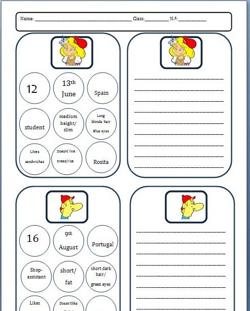 ENGLISH SPOT: Writing about: Worksheet