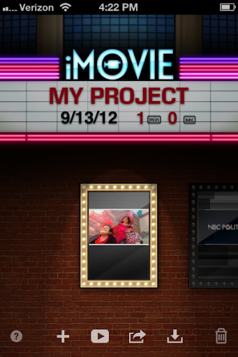 iMovie opening screen