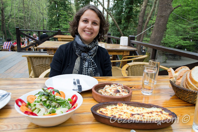 kızarmış peynir ve mantar yerken, Vadi restoran Maşukiye