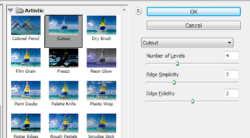 Ajustes do filtro Cutout Ajustes do filtro Cutout