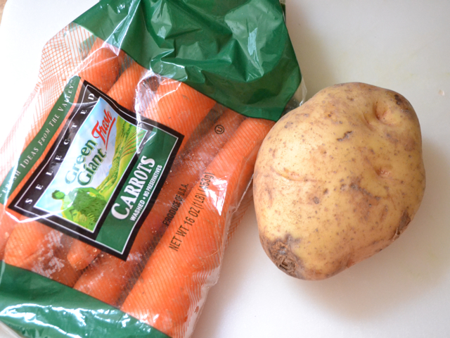 bag of carrots and a potato