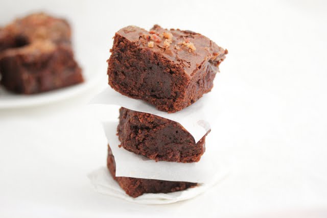 photo of a stack of brownies