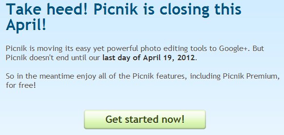 Google anuncia que Picnik se cerrará el 19 de abril