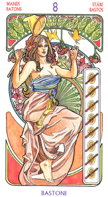 Art Nouveau Tarot Antonella Castelli (Таро Галерея). Галерея и описание карт Bastoni%252008