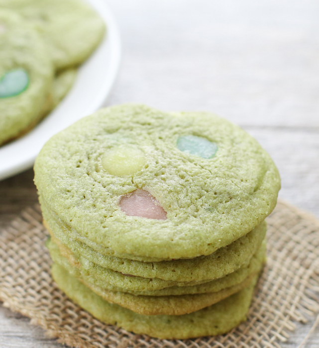 overhead photo of Matcha Green Tea Mochi Cookies