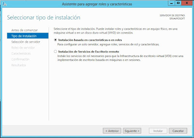 Instalar rol Servicios de Escritorio Remoto y RemoteApp en W2012