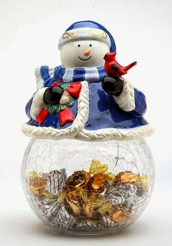  Snowman Glass Cookie Candy Jar