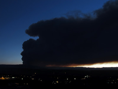 Seeley fire smoke plume after dusk