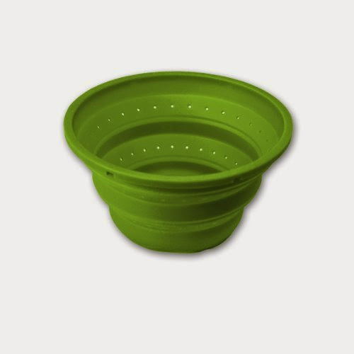  Island Bamboo 8-Inch Collapsible Colander and Steamer, Lime Green