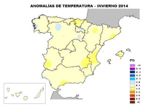 Invierno 2013-2014 en España: cálido y húmedo en general