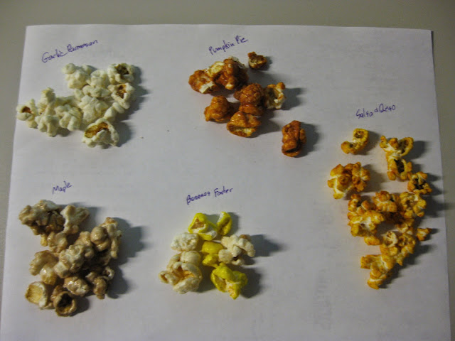 An array of popcorn samples