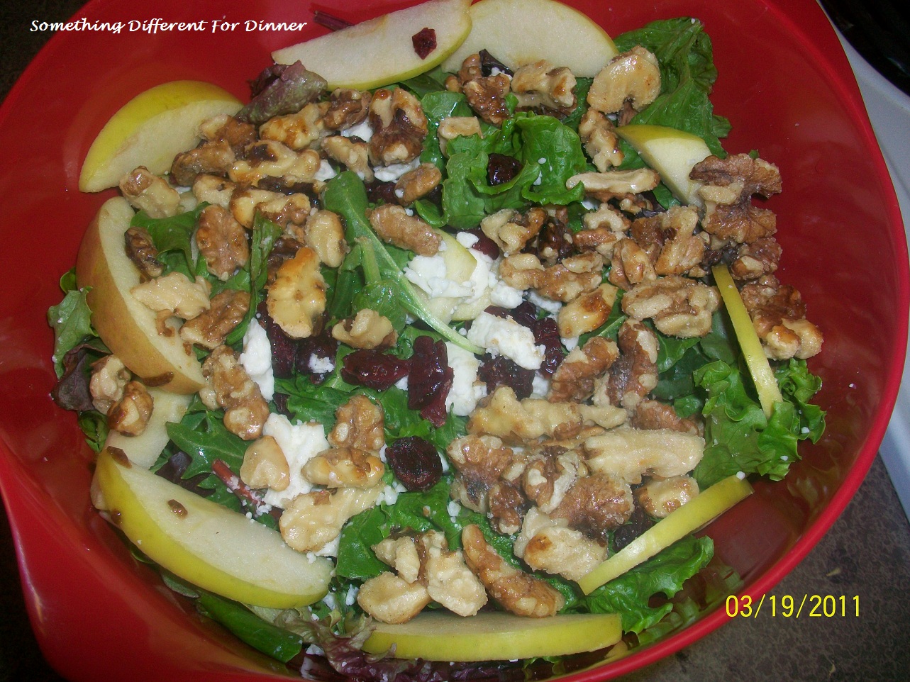 Something Different For Dinner 50/50 Salad w/ fuji apples, feta