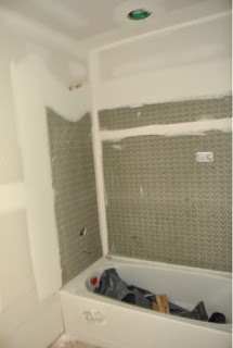 Ryan Homes Florence Model hallway full bathroom shower just after drywall installed Picture of the hallway full bathroom shower just after drywall installed