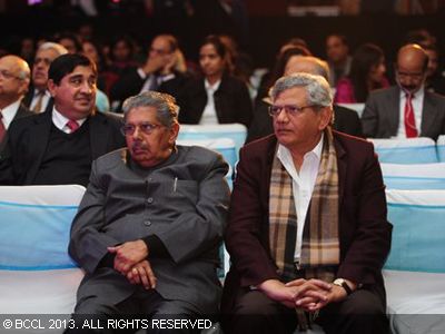 Vayalar Ravi and Sitaram Yechuri in full attention at the Times of India Social Impact Awards, held in Delhi. 