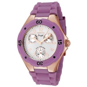  Invicta Women's 0714 Angel Collection Rose Gold-Plated Purple Polyurethane Watch