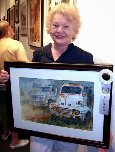 Third Place: "From Then Till Now" by Linda Wilmes. Watercolor.