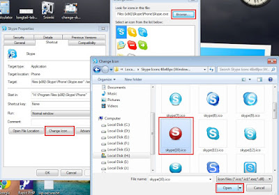 "icon change in windows 7"