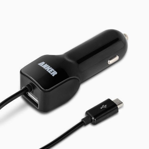  Anker® 18W / 3.6A Dual Port USB Car Charger with Built-In Micro USB Cord for Android (Apple Cable Not Included) (Black)