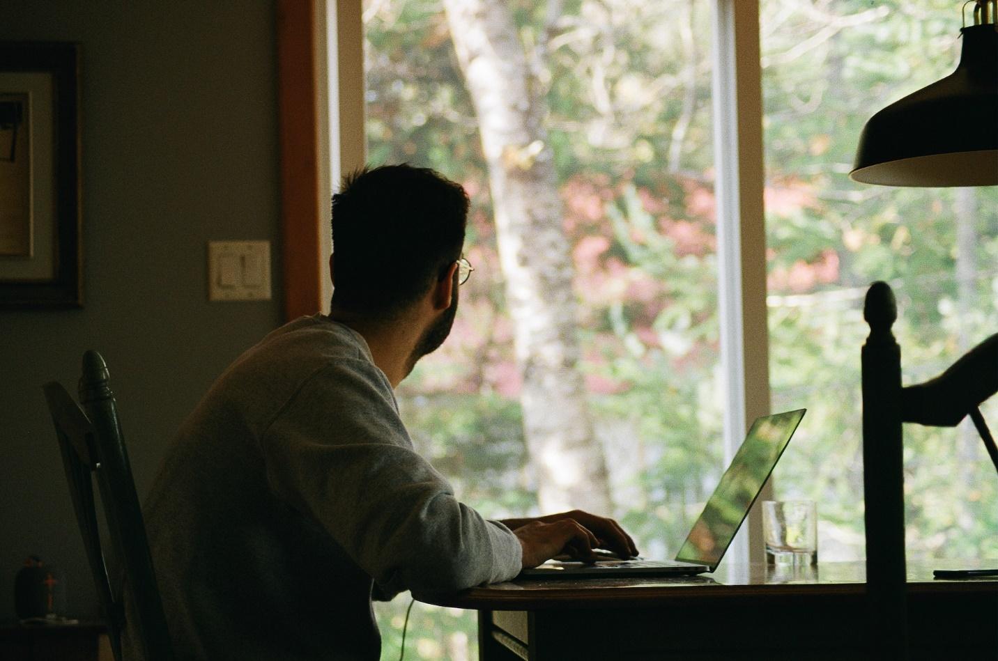 A remote worker working from home