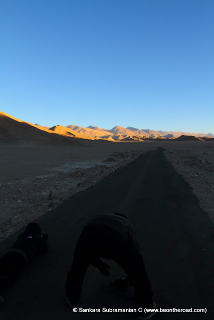 Photographing the sunset moments at Changthang Cold Desert