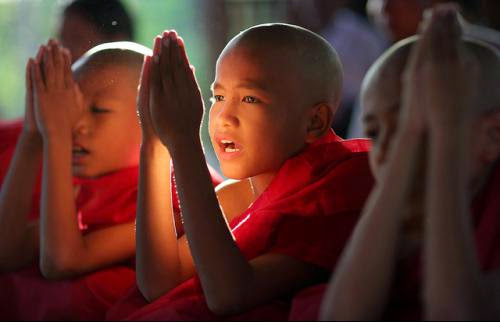 Little Buddhist Monks Child Novices Photos