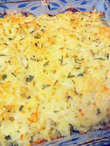 Recipe for Chive and Onion Hash Brown Potatoes, vegetarian and a cozy casserole for a winter day or a holiday potluck