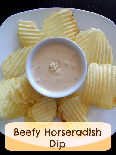 Beefy Horseradish Dip:  Spicy and pungent horseradish mixed with beef bullion and sour cream for a delicious chip dip.