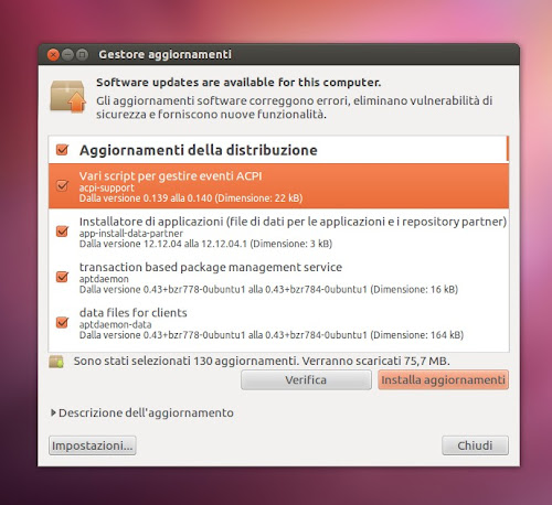 Gestore degli aggiornamenti di Ubuntu