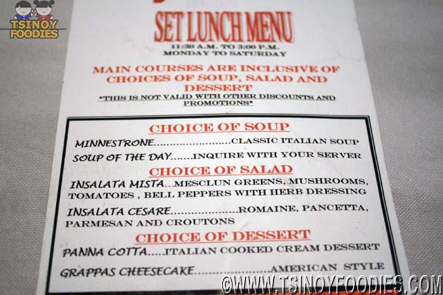 Groupa Menu Grappa's Ristorante: Authentic Italian in Greenbelt 3 | Tsinoy Foodies
