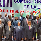 Les chefs d'Etat et de gouvernement africains et Ban Ki-moon à l'ouverture du 23e sommet de l'Union africaine le 26 juin 2014 à Malabo. (Photo ministère des Affaires étrangères)