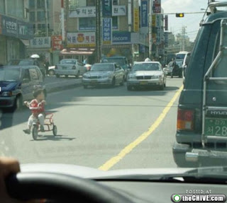 kid in heavy traffic