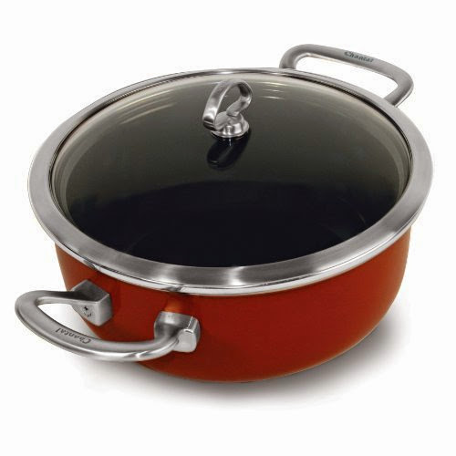  Chantal Copper Fusion 4-Quart Covered Risotto Pan, Chili Red