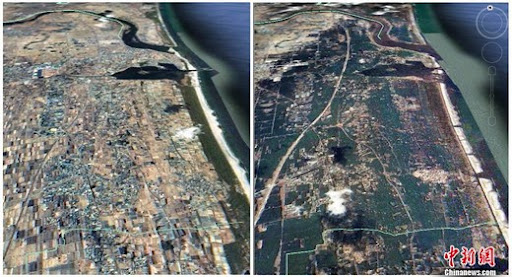 japan tsunami 2011 before and after. Sendai area efore and after