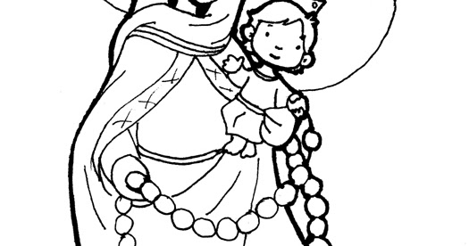Dibujos Católicos : Imagen de la Virgen María del Rosario para colorear