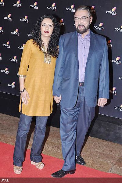Kabir Bedi with wife Parveen Dusanj during a TV channel's anniversary bash, held at Grand Hyatt in Mumbai on February 2, 2013. (Pic: Viral Bhayani)<br /> 