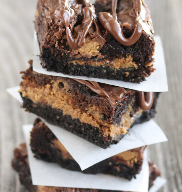 close-up photo of a stack of brownies