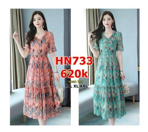 ĐẦM XÒE VOAN HOA CỔ BÈO - HN733