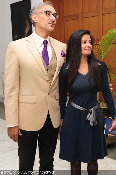 Ravi Bajaj and Binti during the launch of designer Suneet Varma's coffee table book at the French embassy in New Delhi.