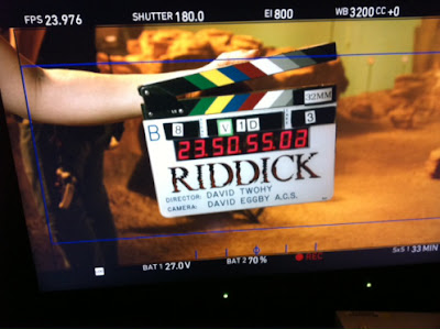 Riddick starts shooting clapper board