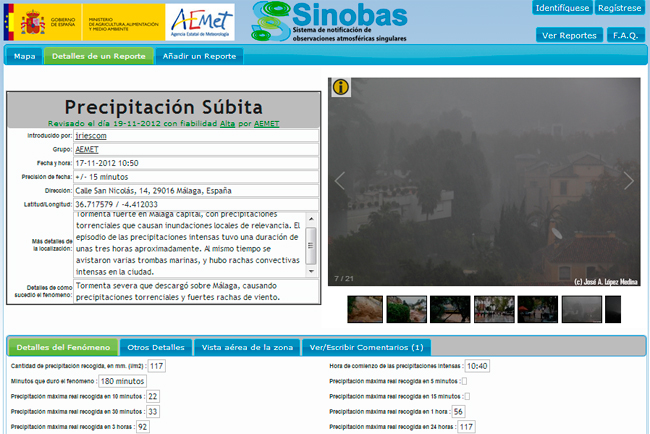 Arranca el Proyecto SINOBAS de AEMET (Sistema de Notificación de Observaciones Atmosféricas Singulares)