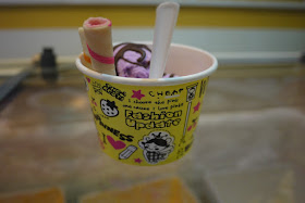 cup of taro ice cream with the writing "I choose the pink one cause I love pink!! Fashion Update"