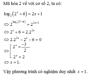 Ví dụ phương pháp giải phương trình logarit bằng mũ hoá