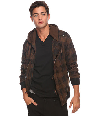 Mens Hooded Jacket L Check Jumper Cardigan Knit Plaid ...