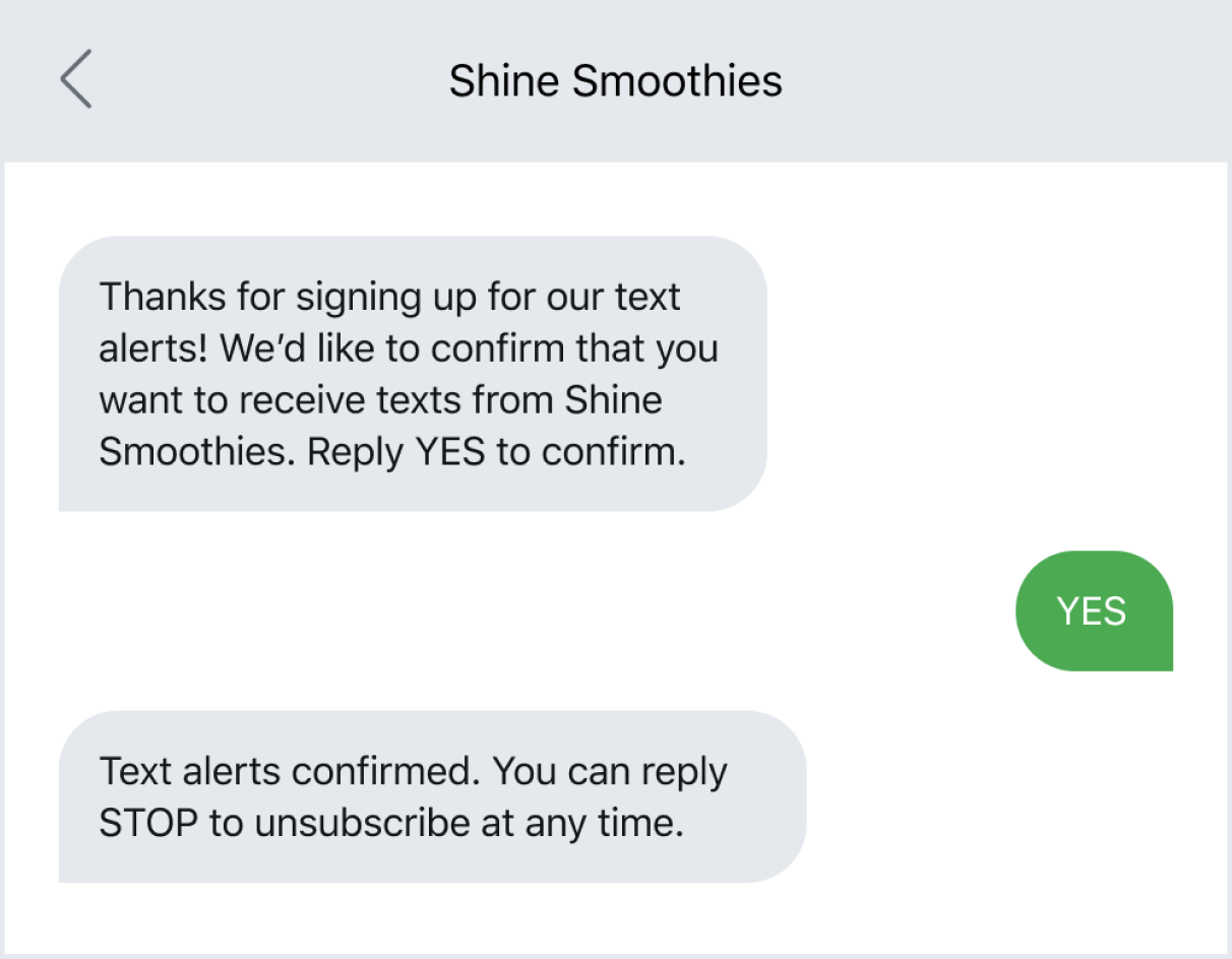 Cold Texting Double Opt-In Screenshot Example